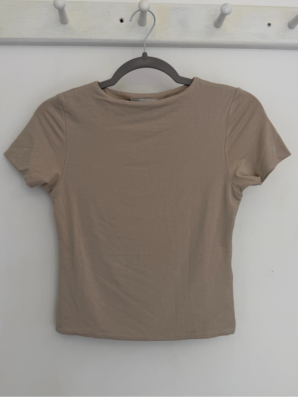 Re Ona Signature Light Tan Classic Double Layered Short Sleeve Tee Shirt
